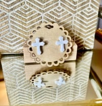 White Cross Studs