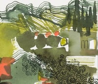 Image 2 of View from above Kalami watercolour unframed painting 