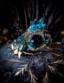 Blue Aura Quartz & Carborundum - Bobcat Skull