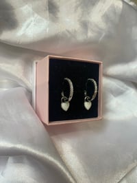 Image 4 of white heart hoop earrings