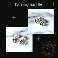 Image 1 of Two Pairs Of Handmade Studs - Star And Flower Studs Sterling Silver 925