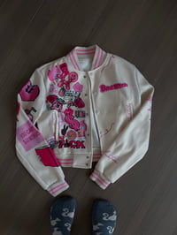 pink varsity jacket (sz med)