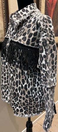 Image 4 of Handmade Leopard Print Fringe Jacket Johnny Cash