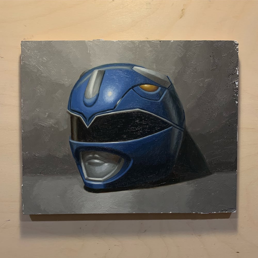 Image of Blue Power Ranger - Original Oil Painting 