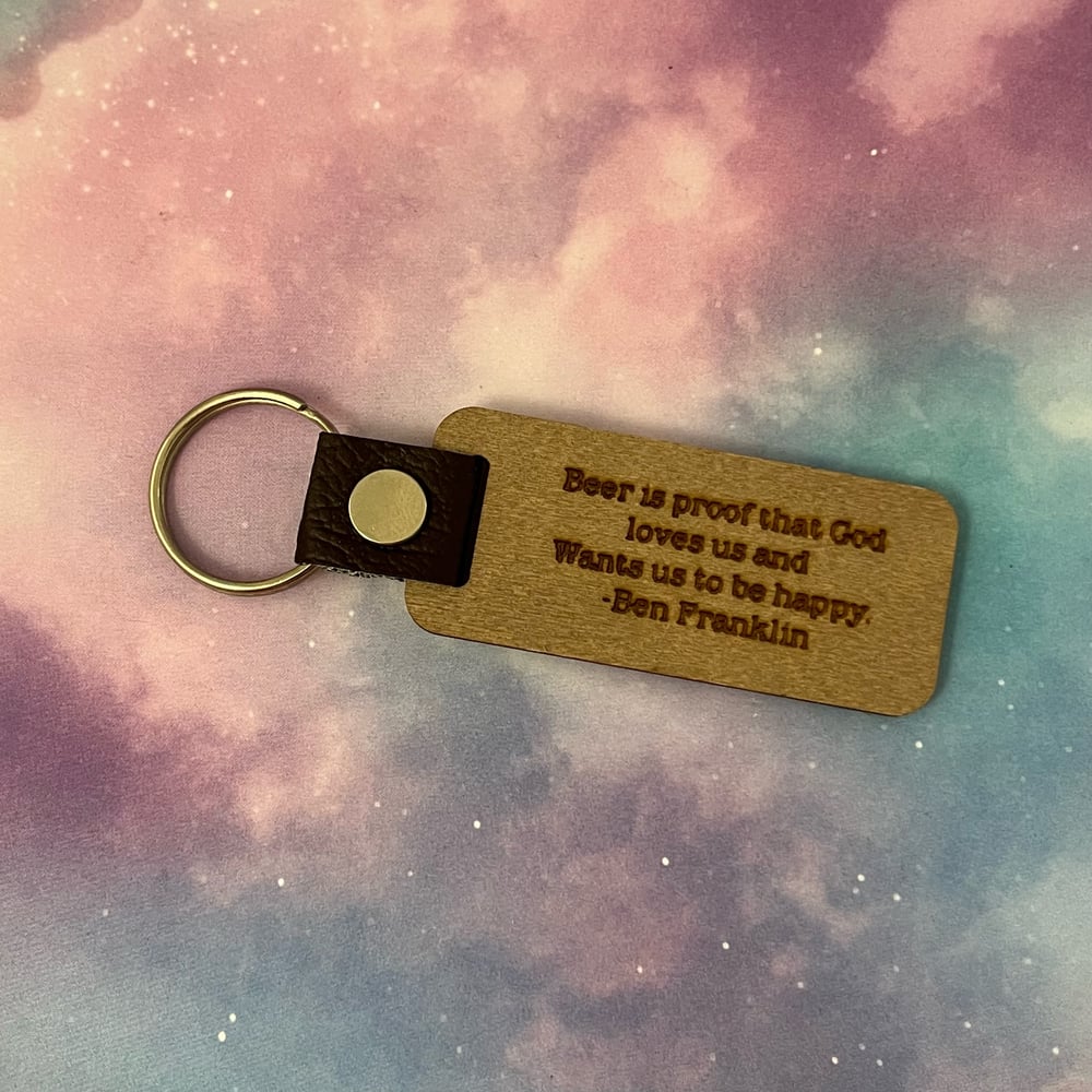 Image of Beer Wood Keychain