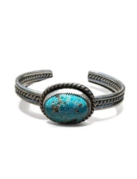 Image 2 of Ride the Sky Sterling Silver 3 Wire Persian Turquoise w/Pyrite Stacker Cuff  6.5-7”