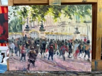 Image 3 of Buckingham Palace in the crowds, original oil painting