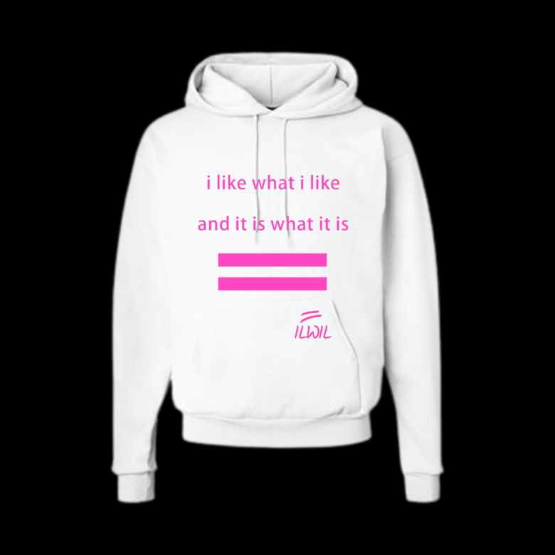 Image of I LIKE WHAT I LIKE HOODIE  WHT/PNK