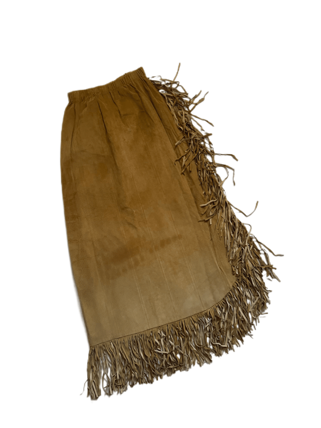 70 leather fringe strapless dress or maxi skirt