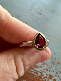 Image 7 of pink spinel ring with sterling silver twig band . size 5.25