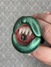 PHONE GRIP - Chrome Green Lips With All Fangs And Silver Skull Flower