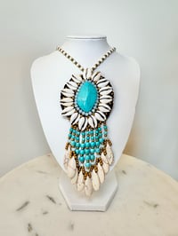 Image 1 of Blue & White Beaded Necklace