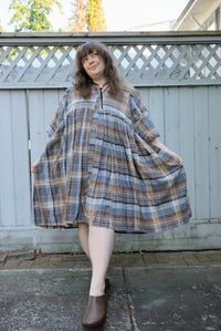 Image 1 of Brown Check Button Dress