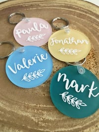 Image 1 of Personalised frosted Acrylic Circle keyring 