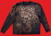 Image 1 of “SHE WOLF” CUSTOM BLEACH PAINTED SWEATER SIZE XL