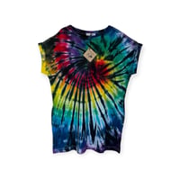 Image 1 of L 100% Cotton Short T-Shirt Dress with Pockets in Rock-n-Roll Tie Dye