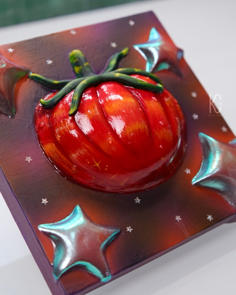 Image of 🍅 GALACTIC TOMATO ✧ Original 3D Mixed Media Painting
