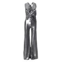 Image 5 of Silver Metallic Halter Jumpsuit Tank Jumpsuit party club