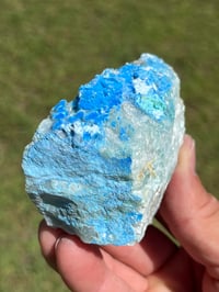 Image 12 of Cyanotrichite On Green Fluorite Matrix Specimen | Guizhou China #2924