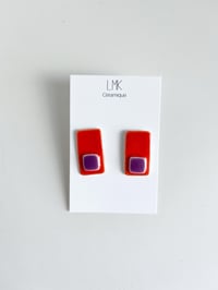 Paire de boucles d'oreilles céramique TOTEM RECTANGULA COLLA PM orange sanguine et violet