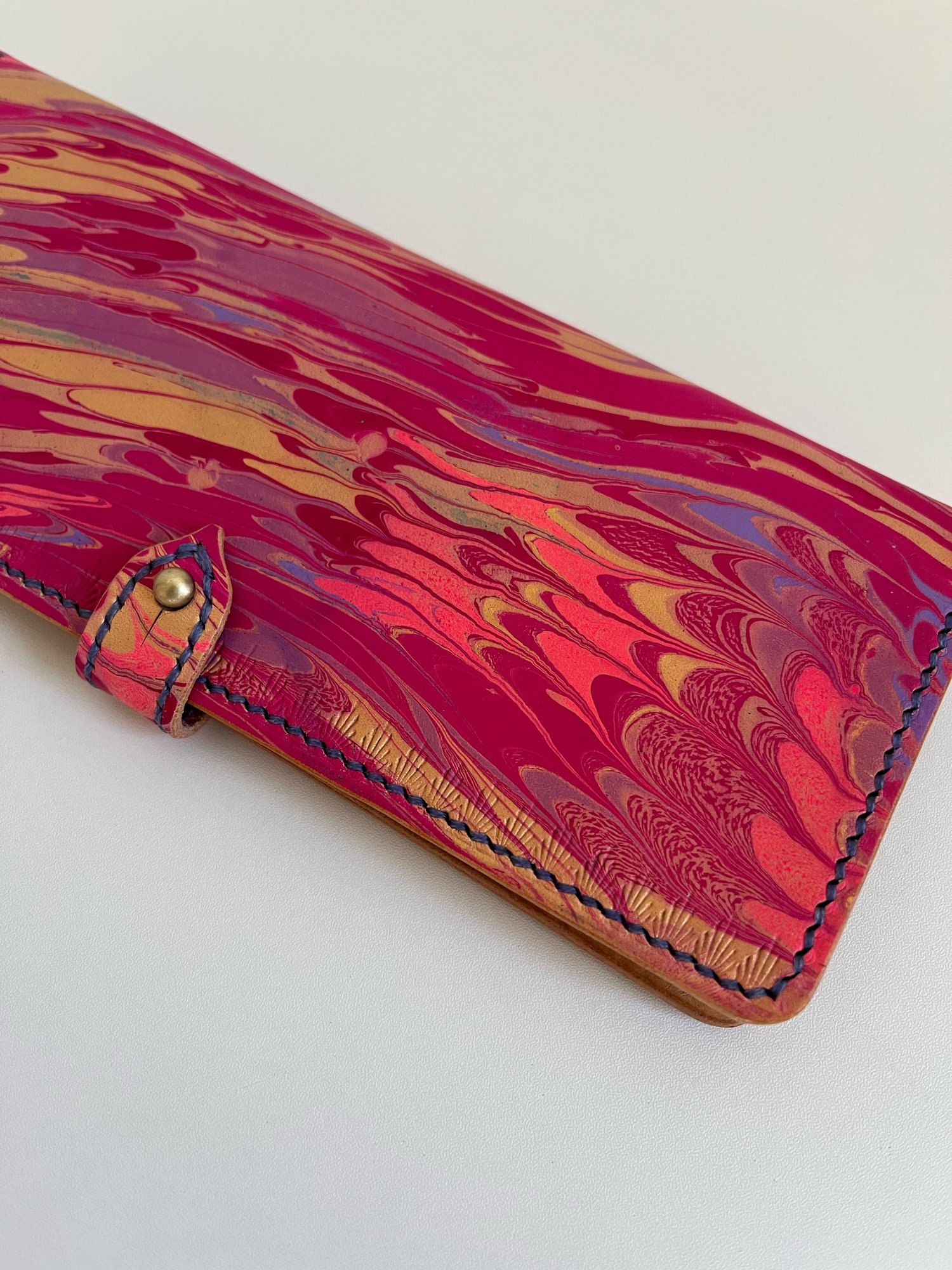 Image of Pink/Gold Marbled Long Wallet