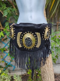 Image 1 of Dolly Bum bag suede fringe tassels BLACK and Moroccan Stone