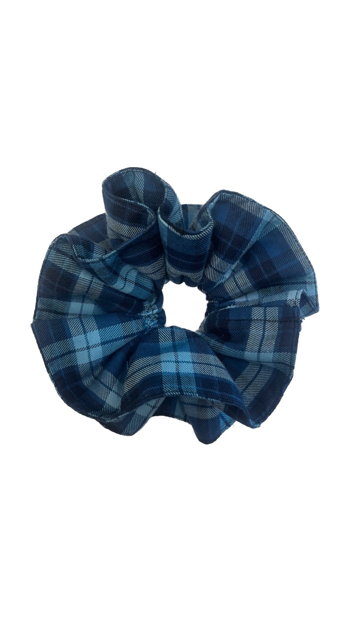 Blue Check Scrunchie 