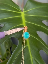 Image 6 of Gold Ice Amazonite Coin Crystal Necklace