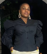 Image 4 of Black Puffy Sleeve Blouse