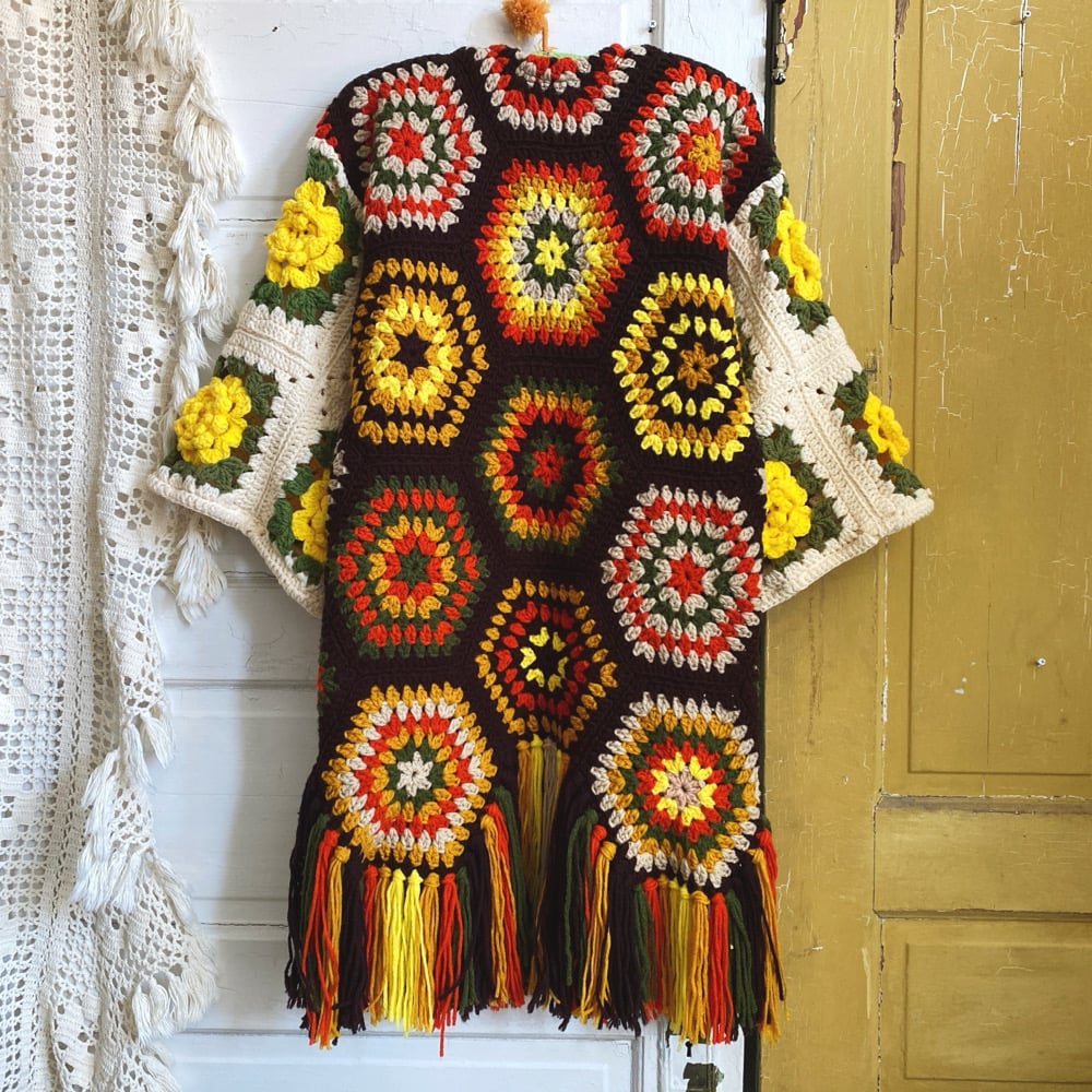 Image of Yellow Roses Hexagon Granny Sweater