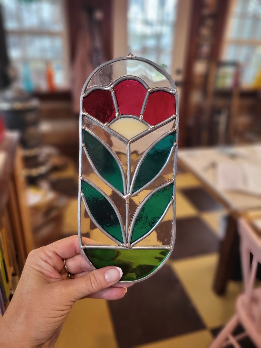 Image of Cottage Flower mini panel- stained glass