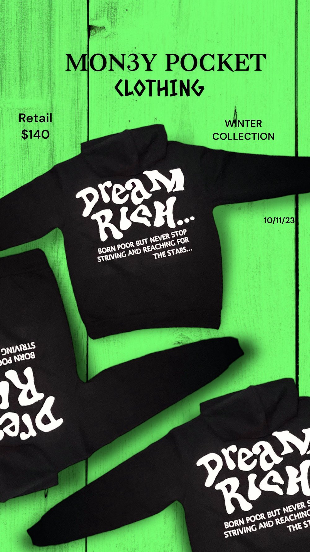 DREAM RICH HOODIE // BLACK N WHITE