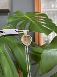 Image 4 of Silver Yellow Fluorite Heart Crystal Necklace