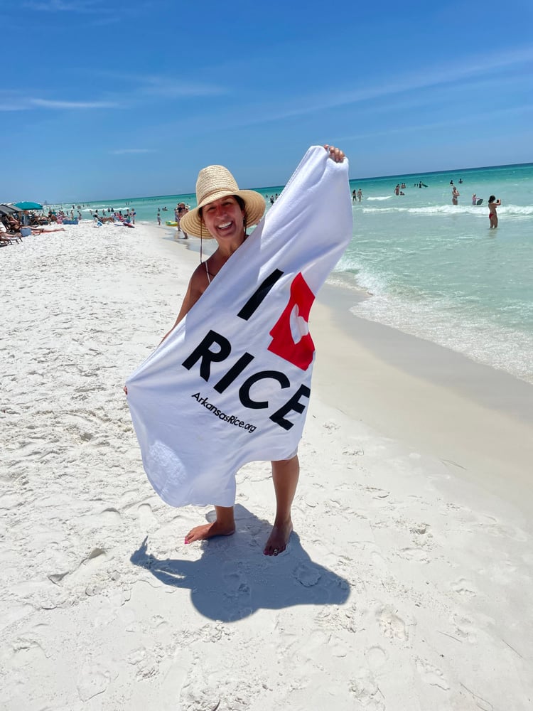 I Love Arkansas Rice Beach Towel