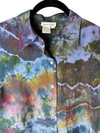 Image 6 of ♻️ UPCYCLED M 100% Silk Coldwater Creek Top in Geode Ice Dye