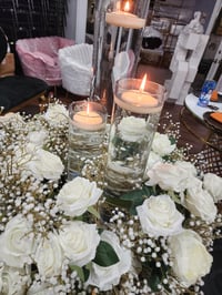 Image 3 of 80 cm baby breath Flower Ring mix with white roses with cylinder  vase 24in,18in,16in$5 each set 