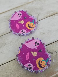 Image 3 of Purple Clay Heart earrings 
