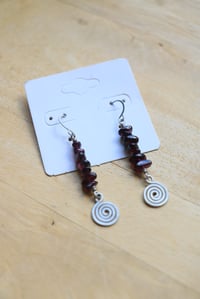 Image 4 of Silver x Spiral Garnet Earrings