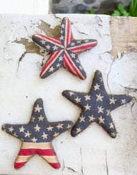 Patriotic Star Trio Spun Cotton Ornaments - Large I