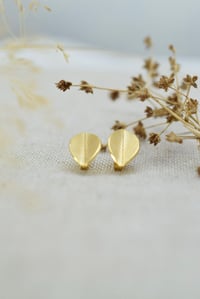 Image 3 of Medium Gold Vermeil Leaf Stud Earrings – Fold Collection