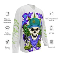 Image 4 of Recycled hockey fan jersey - Locally Hated Merch - CANIBUS COLLECTION - Green Tribal Stick Up Skull