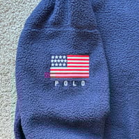 Image 5 of POLO RALPH LAUREN TEAM USA PILE FLEECE PULLOVER WOMENS SIZE LARGE QUARTER ZIP PATRIOTIC OLYMPIC BLUE