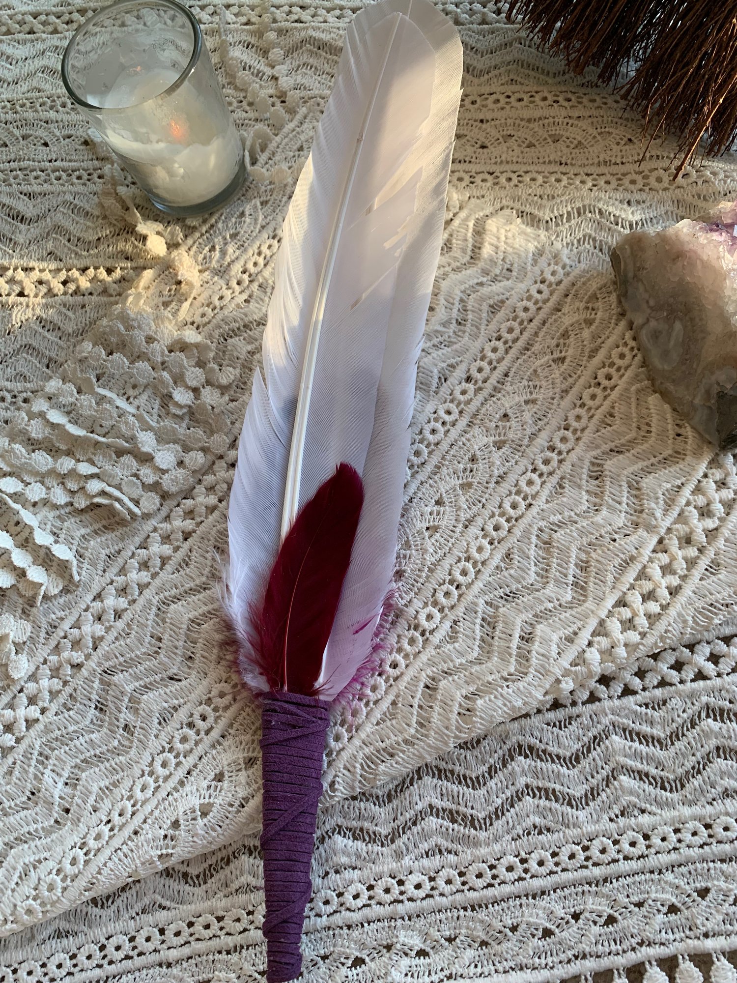 Image of Sweet Soft passion ~Smudge feather large Free US Shipping 