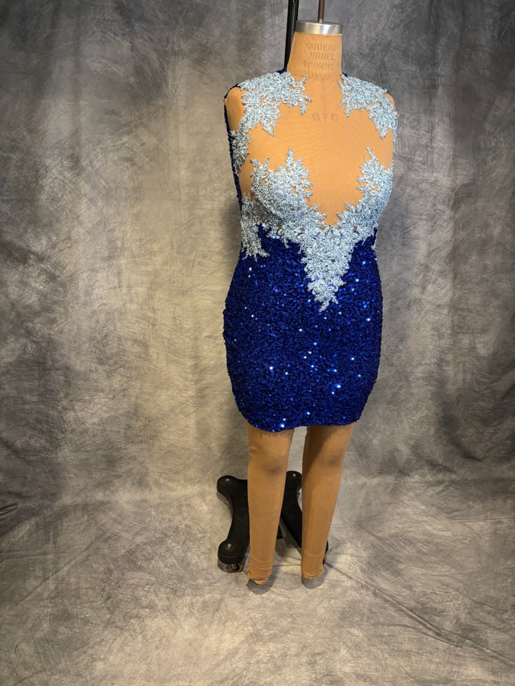 Image of Blue Lace Applique Dress (size 1X)