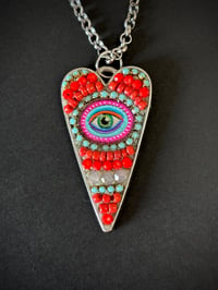 Image 1 of Mystic Eye Heart Necklace - Orange/Turquoise