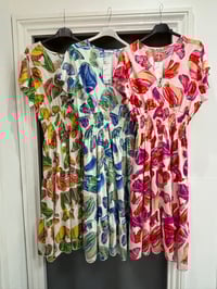 Image 3 of Abstract Colour Flower Button Midi Dress