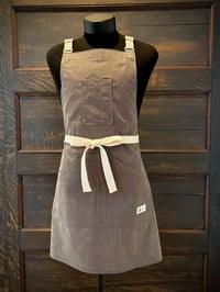 Image 1 of Bib Apron | 7 oz. Brown Ticking Stripe Canvas 