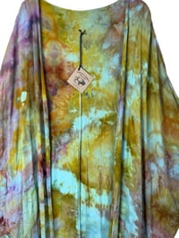 Image 3 of 3X Plus Long Woven Kimono in Earthy Watercolor Ice Dye