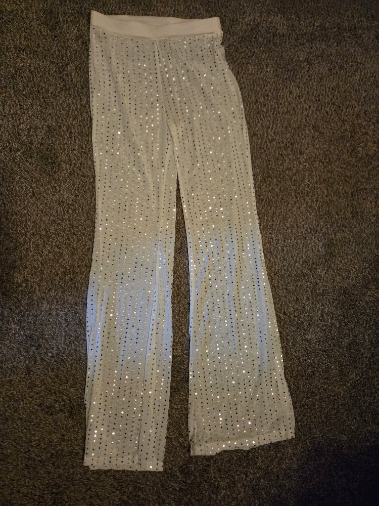 Image of sheer sequin pants