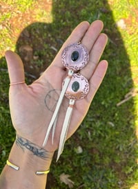 Image 4 of copper medallion earrings with leather 